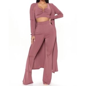 Fashion Nova 3 piece Flare Pant Cardigan Set Sz XL